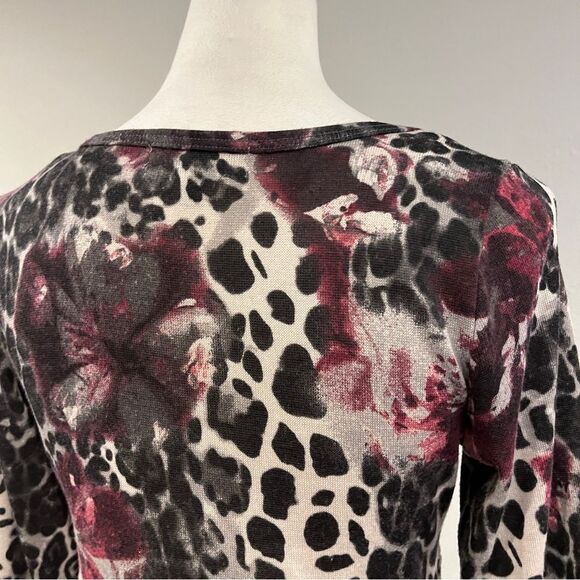 Floral and Leopard Print Long Sleeve sweater Dress size medium - Picture 8 of 13